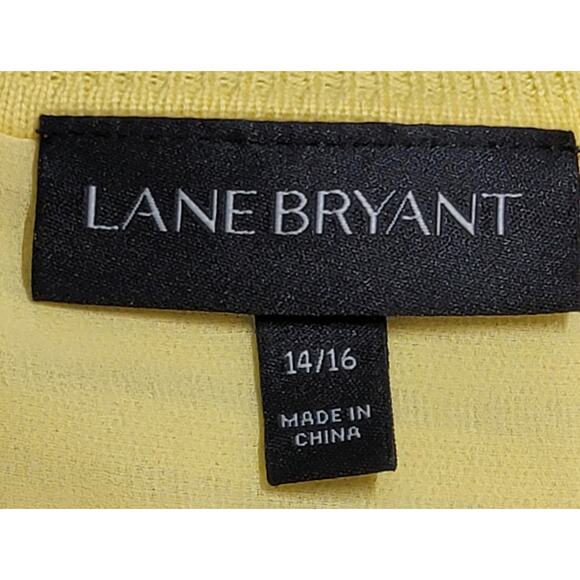 Lane Bryant Yellow Loose Knit Layered Lined Top 14 16 Lightweight Soft Flowy - Picture 4 of 7